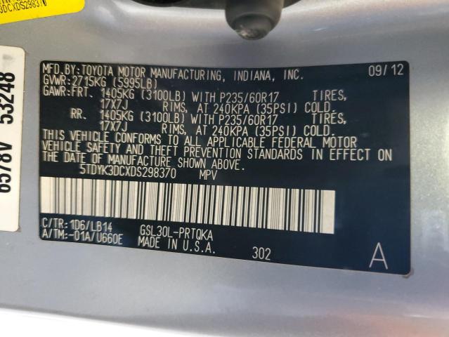 VIN 5TDYK3DCXDS298370 2013 Toyota Sienna, Xle no.13