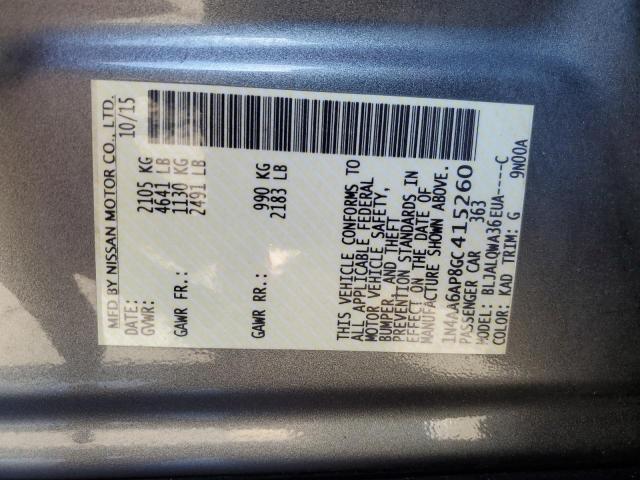 2016 NISSAN MAXIMA 3.5 1N4AA6AP8GC415260