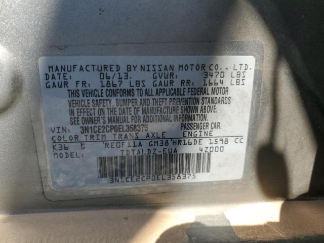 VIN 3N1CE2CP0EL358375 2014 Nissan Versa, S no.13