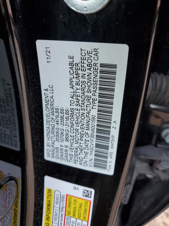 Lot #2935089274 2022 HONDA ACCORD SPO