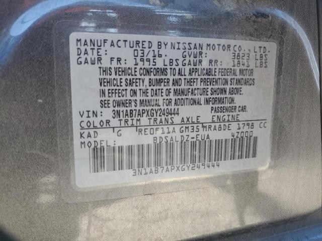 2016 NISSAN SENTRA S - 3N1AB7APXGY249444