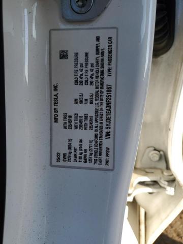 VIN 5YJ3E1EA3NF251867 2022 Tesla MODEL 3 no.13