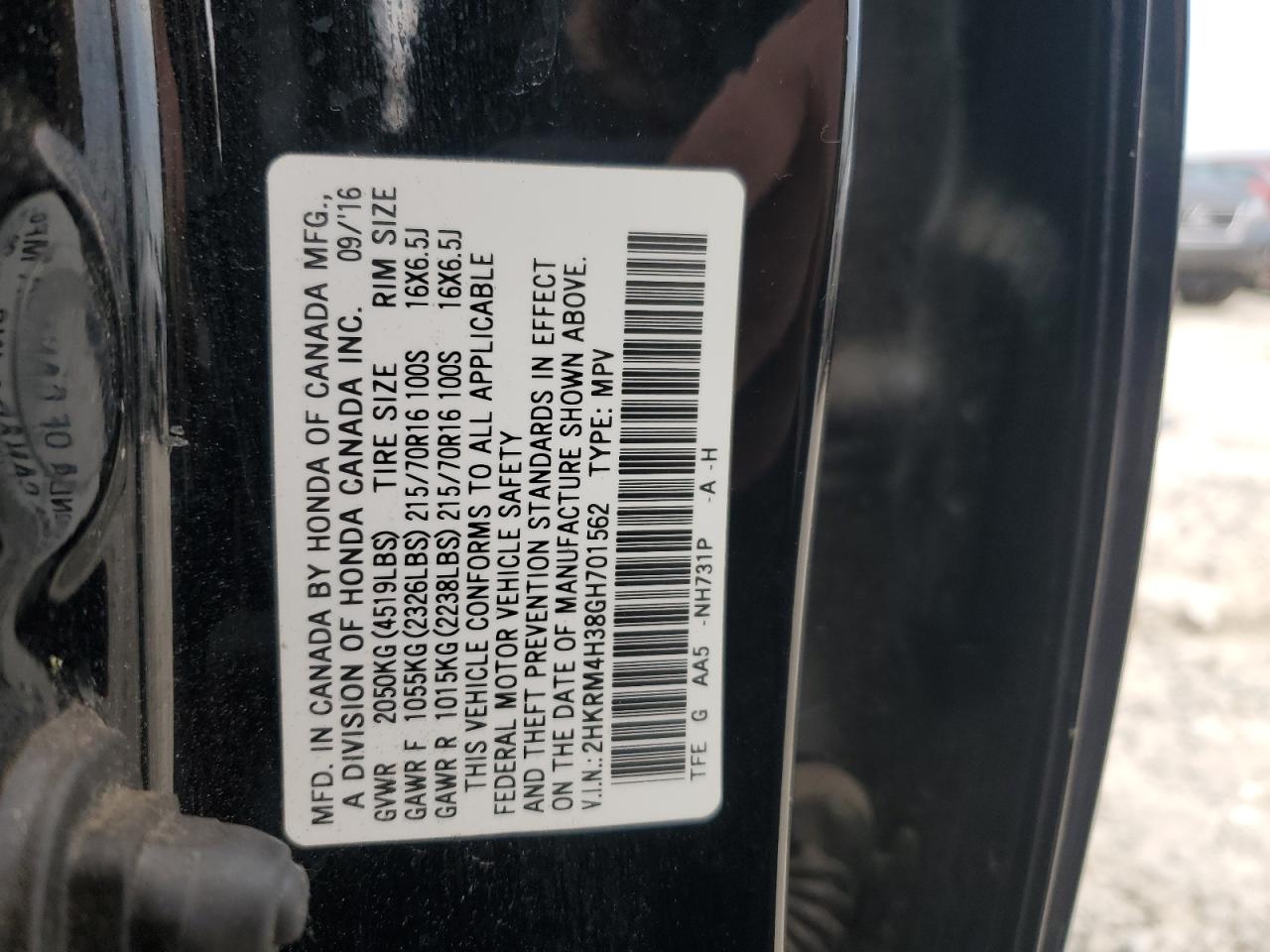 Lot #2939973039 2016 HONDA CR-V LX