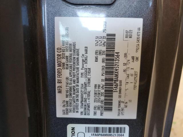 2017 FORD MUSTANG - 1FA6P8AMXH5213564