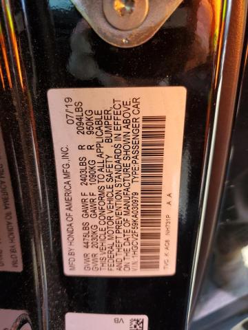 2019 HONDA ACCORD EXL - 1HGCV2F59KA030979