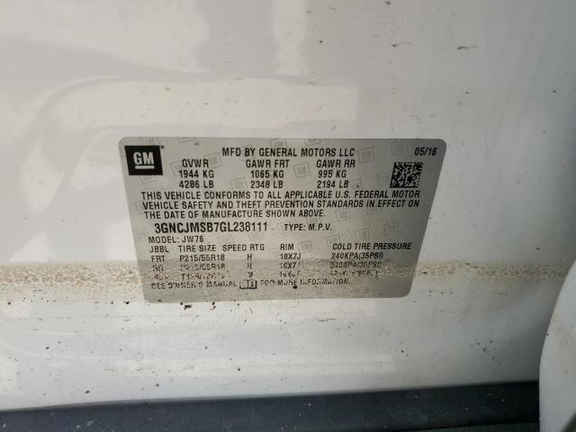 2016 CHEVROLET TRAX LTZ 3GNCJMSB7GL238111