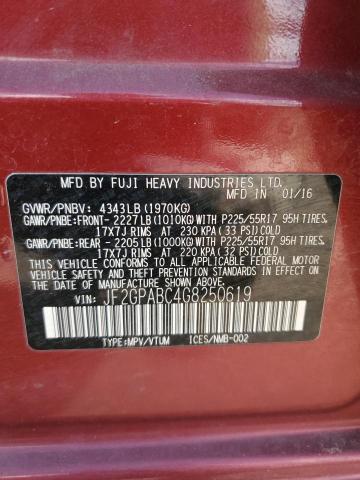 2016 SUBARU CROSSTREK - JF2GPABC4G8250619
