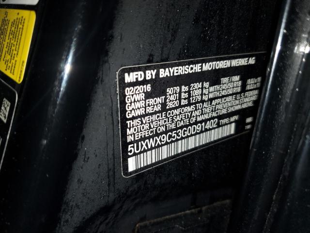 VIN 5UXWX9C53G0D91402 2016 BMW X3 no.13