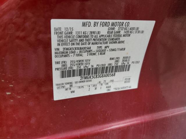 VIN 2FMGK5C83GBA00568 2016 FORD FLEX no.12