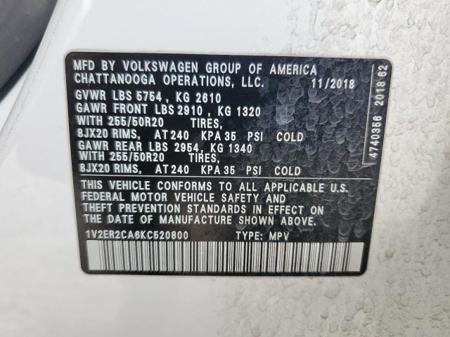 VIN 1V2ER2CA6KC520800 2019 VOLKSWAGEN ATLAS no.13