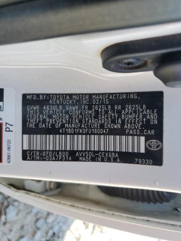 2015 TOYOTA CAMRY HYBR - 4T1BD1FK0FU160047