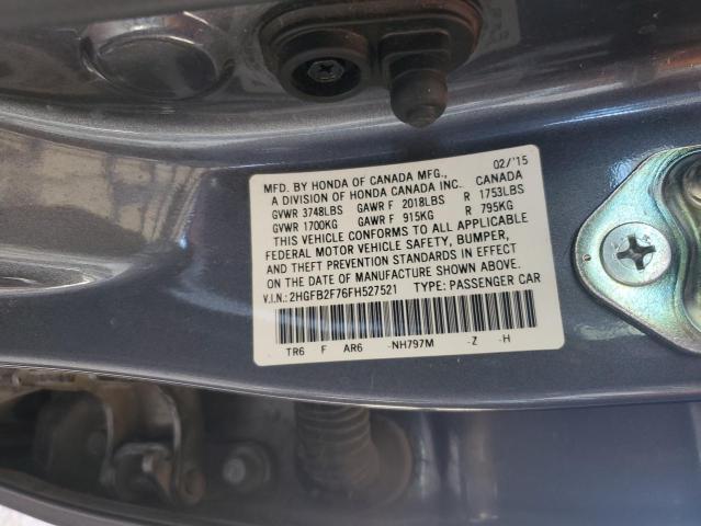 VIN 2HGFB2F76FH527521 2015 Honda Civic, SE no.12