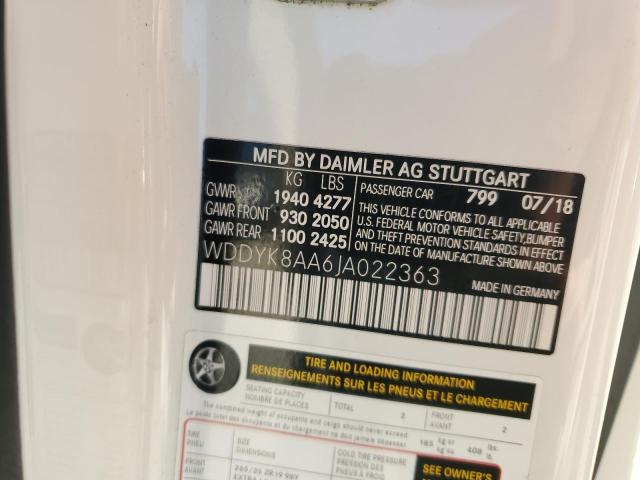 2018 MERCEDES-BENZ AMG GT C WDDYK8AA6JA022363