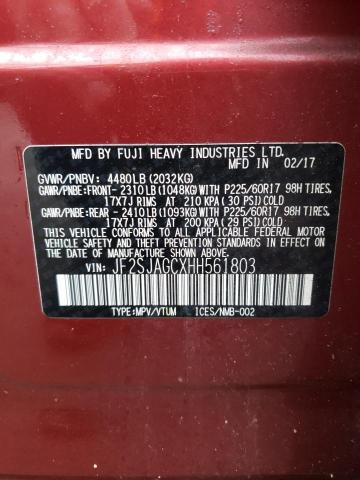 2017 SUBARU FORESTER 2 - JF2SJAGCXHH561803