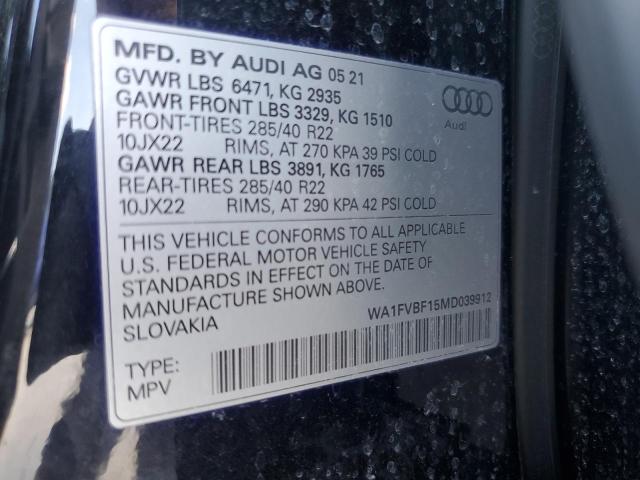 2021 AUDI Q8 PRESTIG WA1FVBF15MD039912