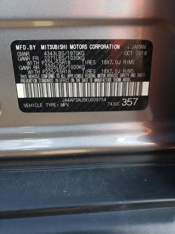 2019 MITSUBISHI OUTLANDER - JA4AP3AU5KU009754