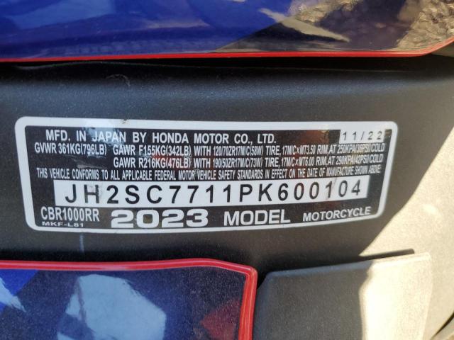 2023 HONDA CBR1000 RR JH2SC7711PK600104