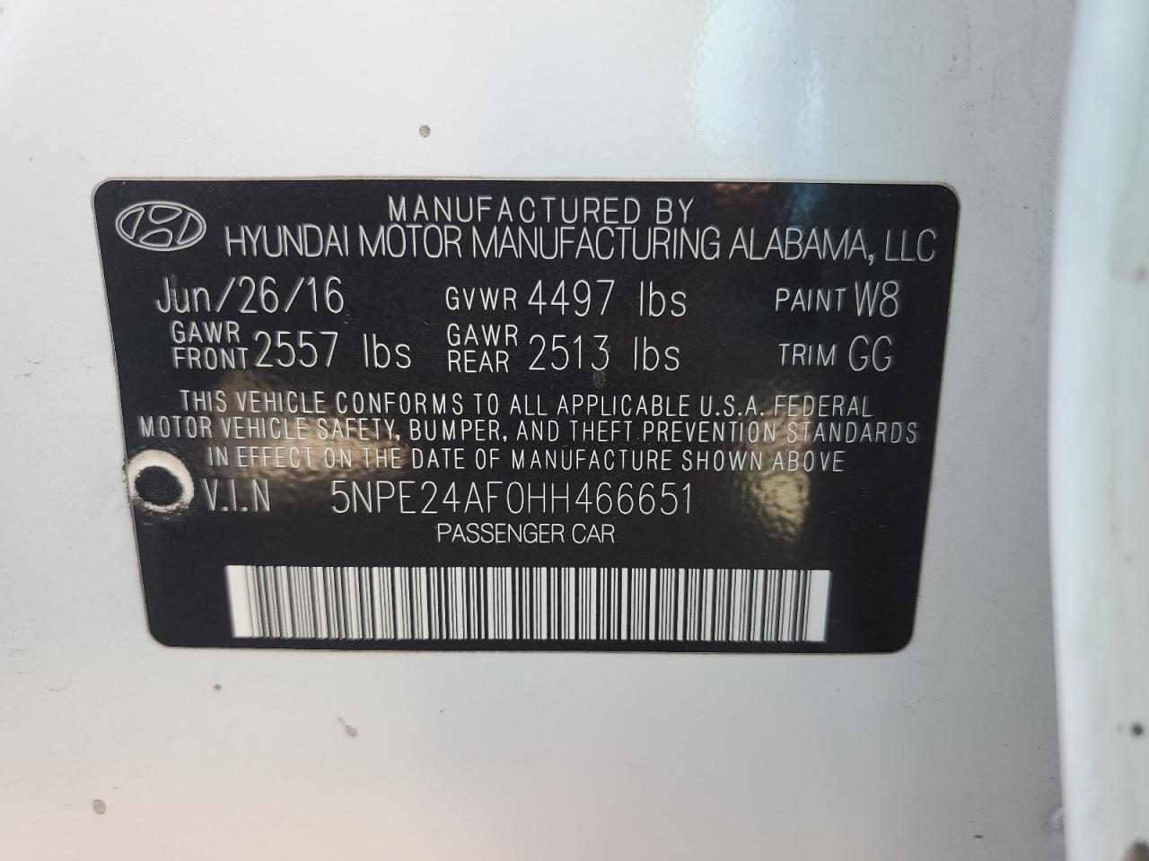 Lot #2979820754 2017 HYUNDAI SONATA SE