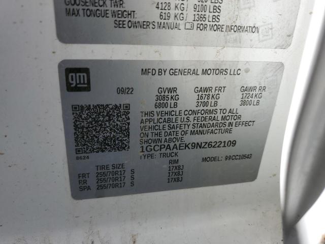 2022 CHEVROLET SILVERADO - 1GCPAAEK9NZ622109