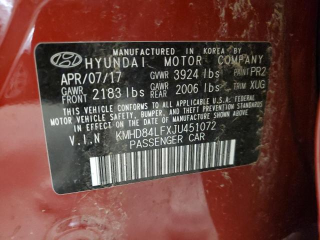 2018 HYUNDAI ELANTRA SE - KMHD84LFXJU451072