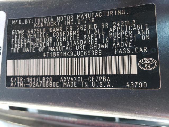 VIN 4T1B61HK9JU069388 2018 Toyota Camry, Xse no.12