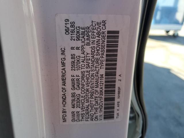 2019 HONDA ACCORD SPO - 1HGCV1F30KA121194