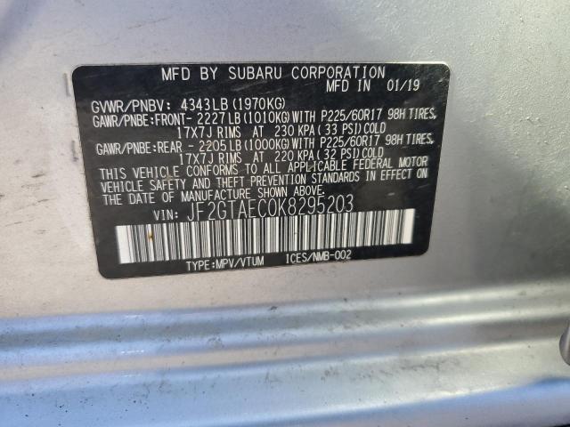 2019 SUBARU CROSSTREK - JF2GTAEC0K8295203