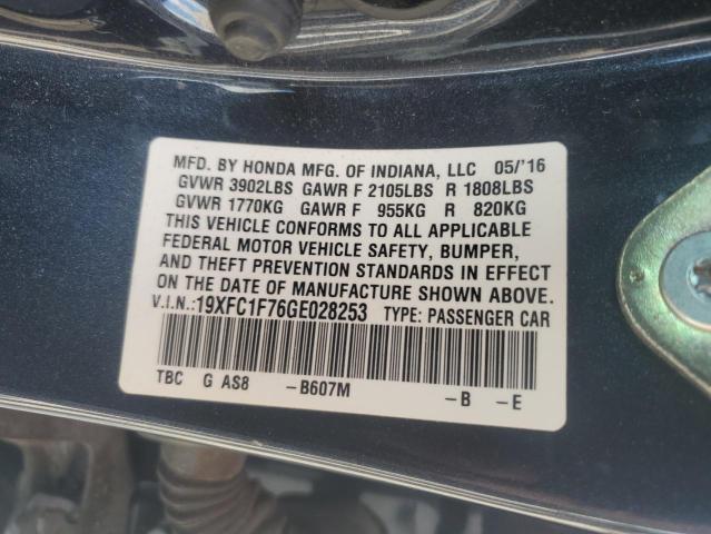 2016 HONDA CIVIC EXL - 19XFC1F76GE028253