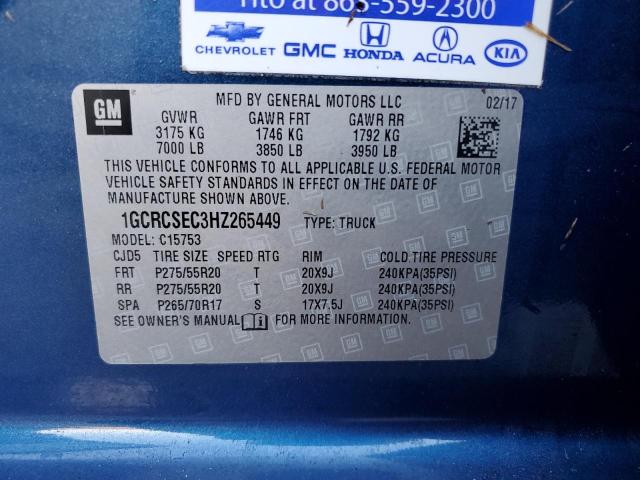2017 CHEVROLET SILVERADO - 1GCRCSEC3HZ265449