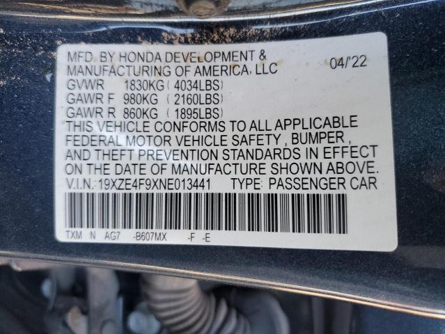 2022 HONDA INSIGHT TO 19XZE4F9XNE013441