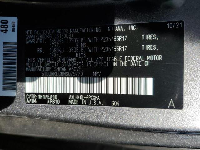 2022 TOYOTA SIENNA XLE 5TDJRKEC6NS079770