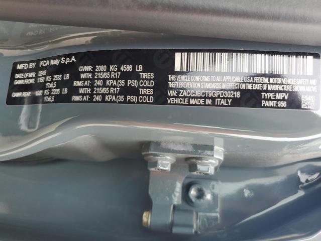 2016 JEEP RENEGADE T - ZACCJBCT9GPD30218