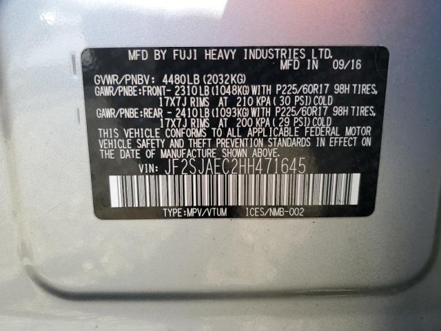 2017 SUBARU FORESTER 2 - JF2SJAEC2HH471645