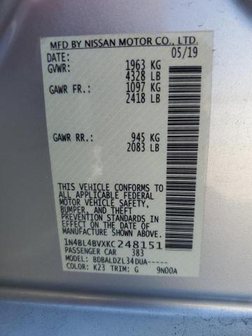 2019 NISSAN ALTIMA S - 1N4BL4BVXKC248151
