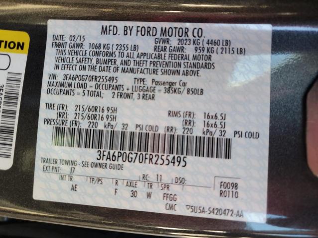 VIN 3FA6P0G70FR255495 2015 Ford Fusion, S no.12