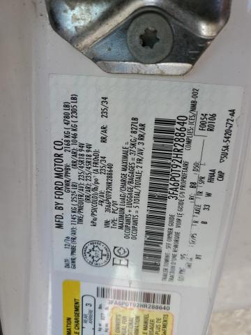 2017 FORD FUSION SE - 3FA6P0T92HR288640