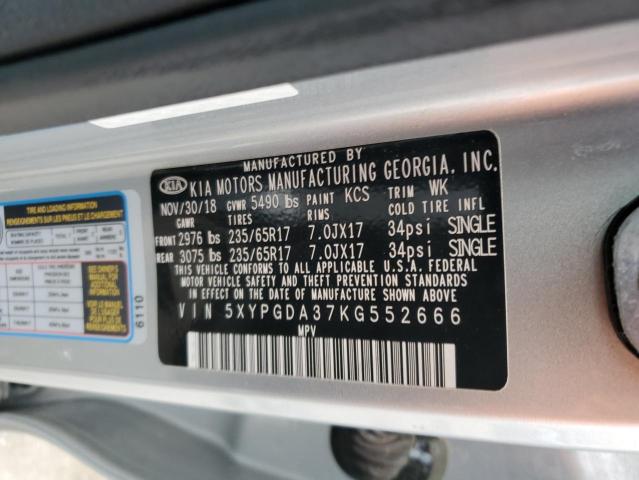 2019 KIA SORENTO L - 5XYPGDA37KG552666