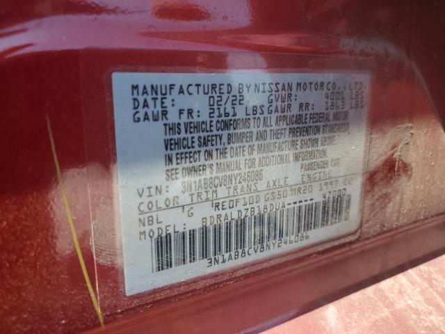 2022 NISSAN SENTRA SV - 3N1AB8CV8NY246086