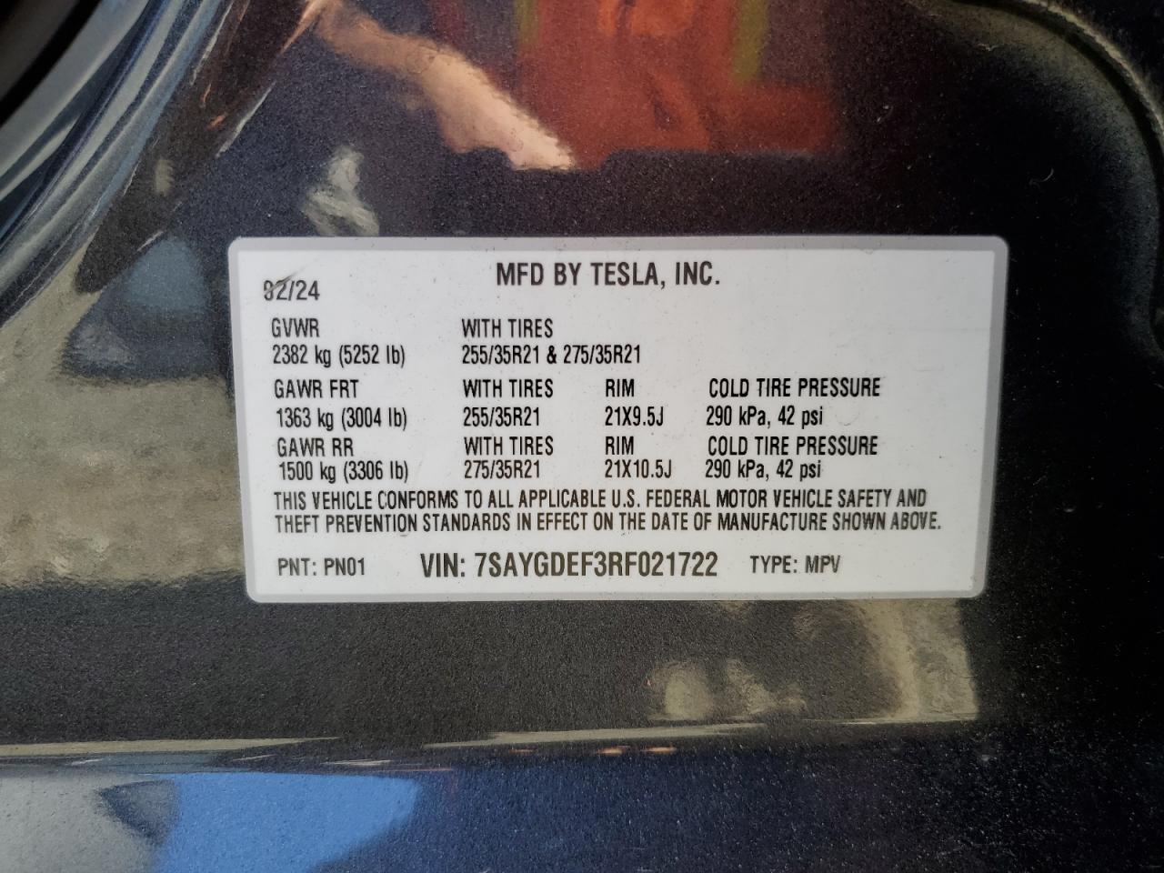 Lot #3030702088 2024 TESLA MODEL Y