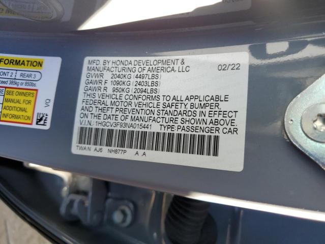 2022 HONDA ACCORD TOU - 1HGCV3F93NA015441