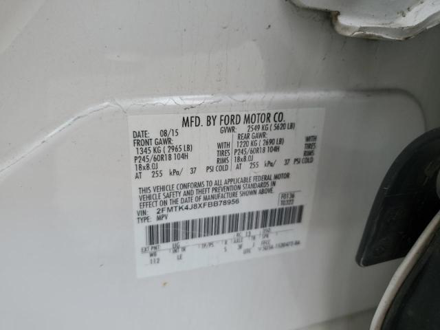 VIN 2FMTK4J8XFBB78956 2015 Ford Edge, Sel no.13