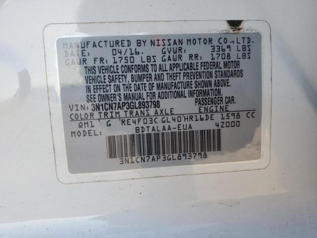 VIN 3N1CN7AP3GL893798 2016 Nissan Versa, S no.13