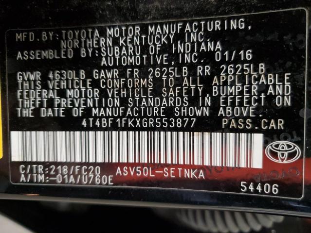 VIN 4T4BF1FKXGR553877 2016 TOYOTA CAMRY no.12