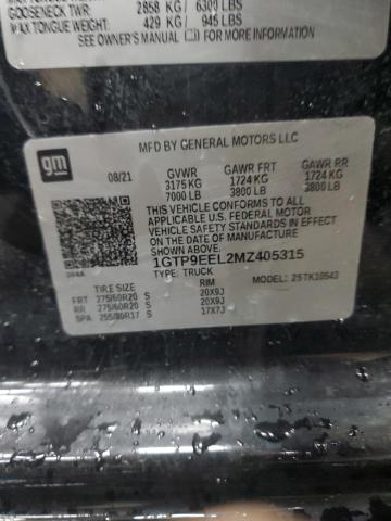 2021 GMC SIERRA K15 - 1GTP9EEL2MZ405315