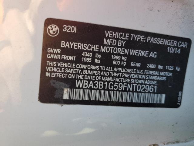 VIN WBA3B1G59FNT02961 2015 BMW 3 Series, 320 I no.13