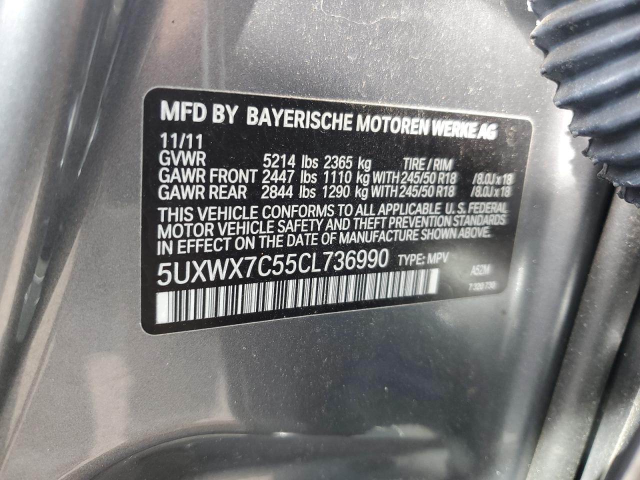 Lot #2935607109 2012 BMW X3 XDRIVE3