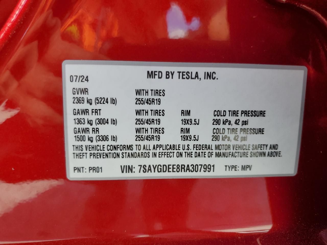 Lot #2986782236 2024 TESLA MODEL Y