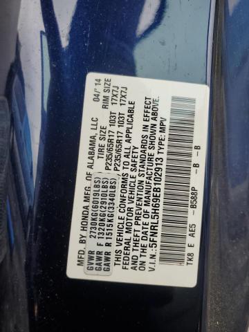 VIN 5FNRL5H69EB102913 2014 Honda Odyssey, Exl no.13