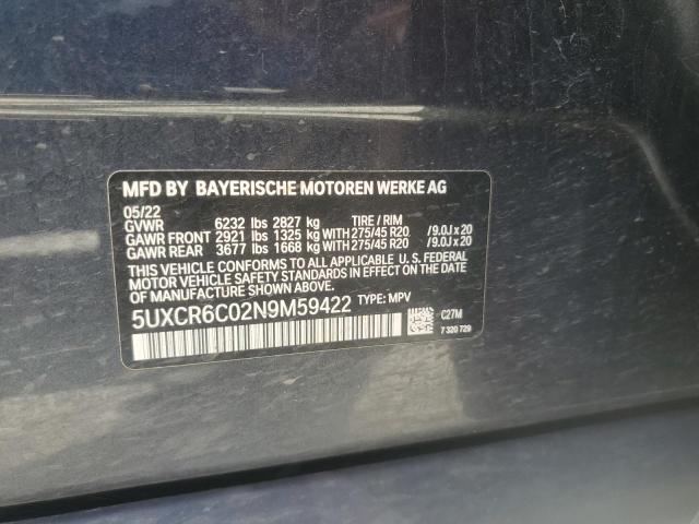 2022 BMW X5 XDRIVE4 - 5UXCR6C02N9M59422