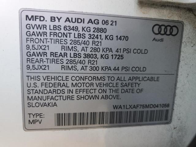 2021 AUDI Q7 PREMIUM - WA1LXAF75MD041056